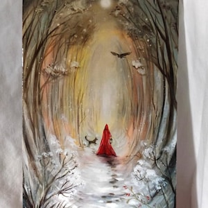 Rode vrouwenkap, kerstmis, kerst, Fine Art-kaart, wenskaart - 18,2 x 11,7 cm