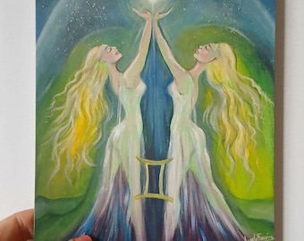 Tarjeta de astrología del zodiaco Géminis – Tarjeta de felicitación A5 de Magic Paintings