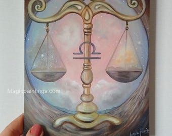 Libra Zodiac Astrology Card – A5 Greeting Card by Magic Paintings