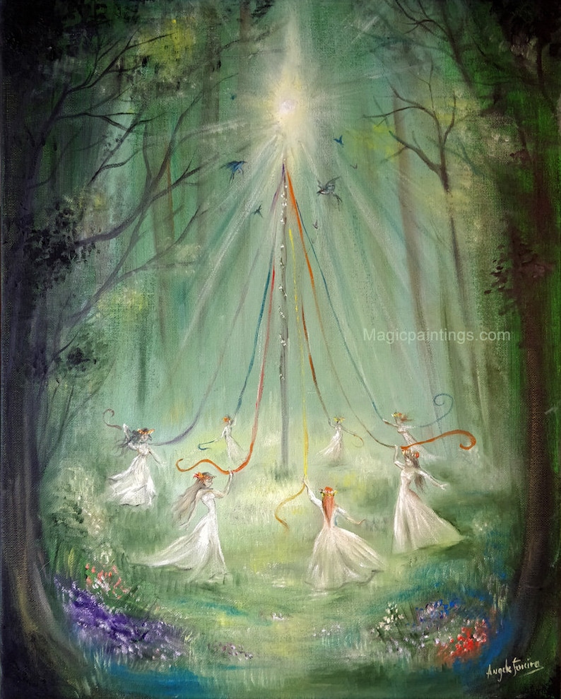 White Rabbit Maypole Maypole, Beltane - Print - Etsy