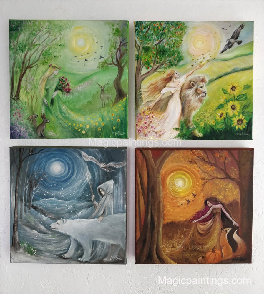 オリジナル四季油絵セット（キャンバス）（30 x 30 cm） - Etsy 日本