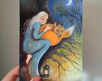 Brigid, Fox, Imbolc, Tarjeta de Bellas Artes, Tarjeta de felicitación - 18,2 x 11,7 cm
