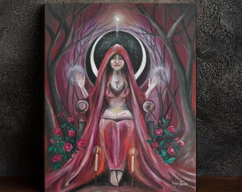 The High Priestess, Hecate, Goddess of Magic - Original Oil on Canvas