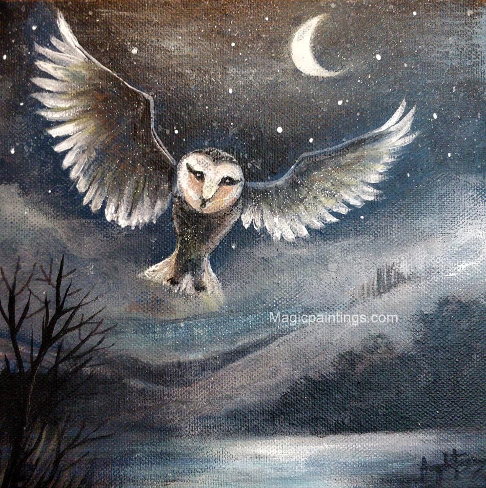 Night Owl, Original Acrylic on Canvas - Magic Paintings