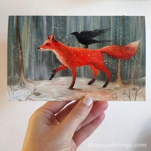 Le renard, Noël, carte d'art, carte de voeux - 18,2 x 11,7 cm