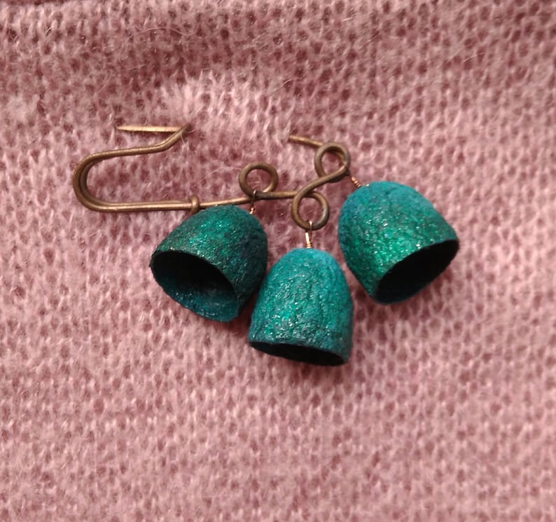 silk cocoons copper brooch pin metal Jewellery shawl sweater floral blue green turquoise Wire Wrapped Gifts for Her Women Accessories boho