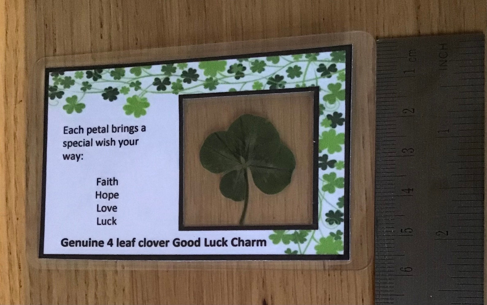 Genuine Real 4 Leaf Clover unique good luck charm gift. Card Etsy