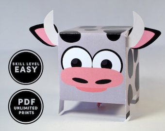 Cow Party Favor Boxes - Farm Party Decorations, DIY Party, Birthday Party Favors