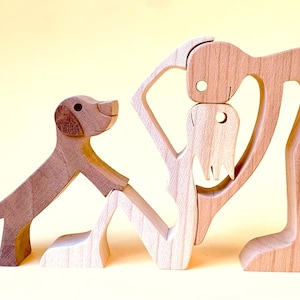 una coppia un cane versione 4; scultura in legno originale 2virgule5d