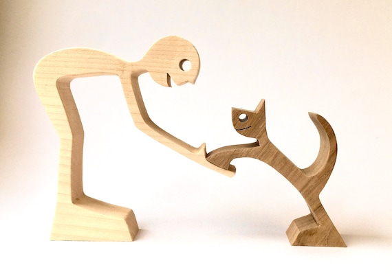 Un Homme Et Son Chat Sculpture Bois Chantournee Etsy Un Homme Et Son Chat Sculpture Bois Chantournee Etsy