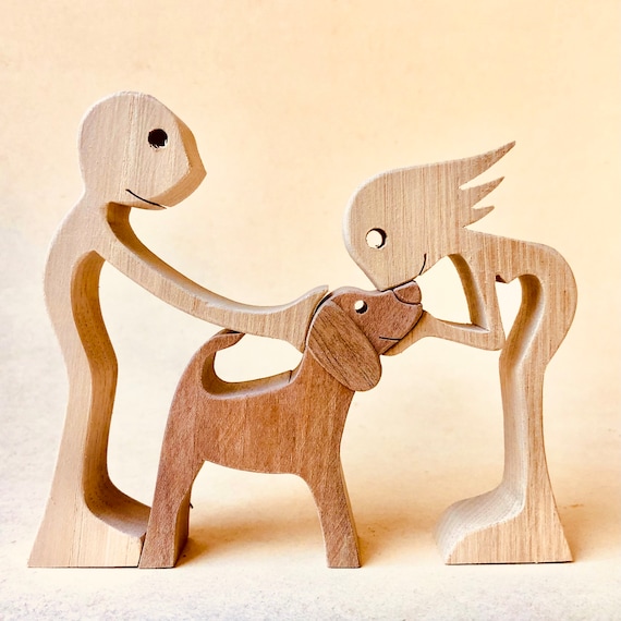 犬と親子/TWO GOOD FRIENDS 額入り　リトグラフ A Couple a Beagle; Original Wood Sculpture 2virgule5d - Etsy
