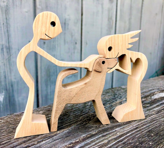 A Couple a Dog; Original Wood Sculpture 2virgule5d - Etsy
