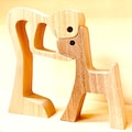 A man and a dog, the original; original wood sculpture 2.5d product logo