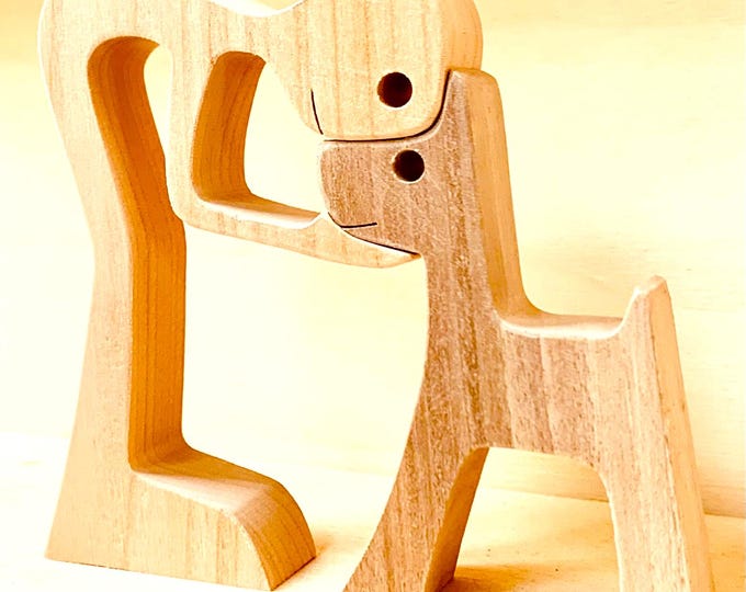 A man and a dog, the original; original wood sculpture 2.5d