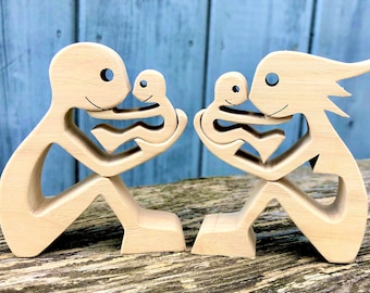 a pair of twins; Original wood sculpture 2comma5d