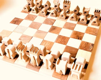 chess game number 7; single piece 2comma5d; wood carving