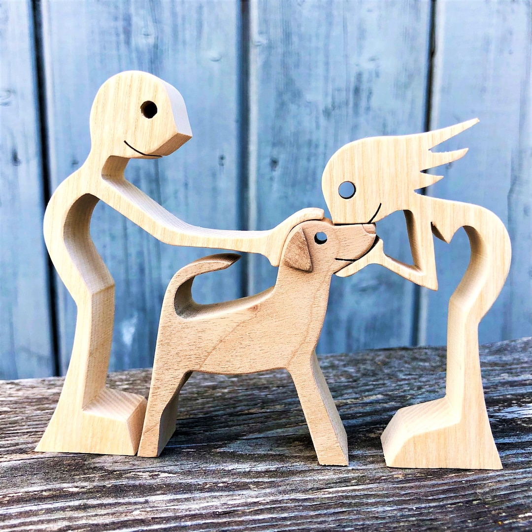 A Couple a Dog; Original Wood Sculpture 2virgule5d - Etsy