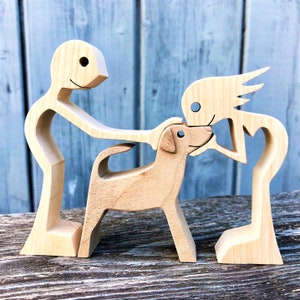 a couple a dog; original wood sculpture 2virgule5d