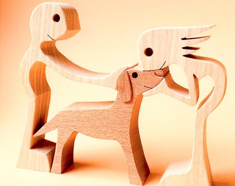 a couple an Irish setter; Original wood sculpture 2comma5d