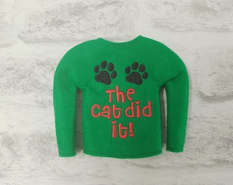 Christmas Elf Jumper, Elf clothes, Elf accessories, Elf costume, Elf Outfit, Elf dress up, Naughty elf, The cat did it, the dog did it