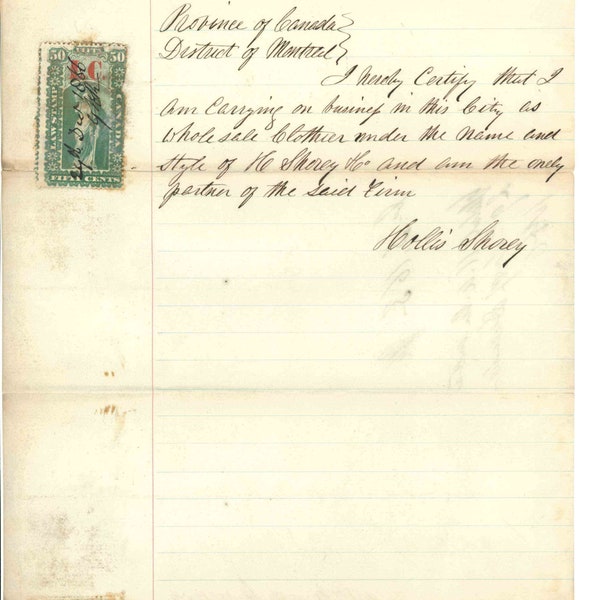 HOLLIS SHOREY and company - création de l'entreprise en Décembre 1866