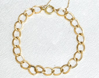 Gold Solid Chain Link Bracelet | Vintage Link Bracelet | 14 Karat Gold Bracelet | Antique Jewelry | Antique Jewellery | Antique Bracelet