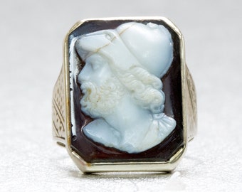 White Gold Intaglio Signet Ring | Vintage Intaglio Signet | Antique Jewelry | Vintage Jewellery | Antique Men's Ring | Vintage Men's Ring