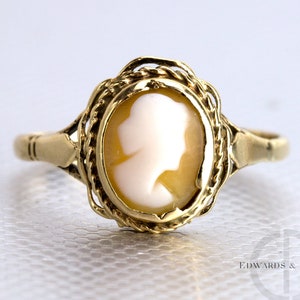 Vintage Gold Cameo Ring Cameo Cocktail Ring Oval Cameo Statement Ring Vintage Cameo Jewellery Vintage Jewelry Antique Jewellery image 1