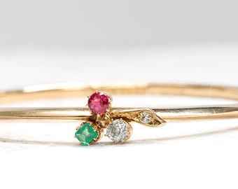 Pulseira de ouro diamante rubi esmeralda | Pulseira dos anos 40 | Joias Antigas | Joalharia Antiga | Pulseira Vintage | Pulseira em Ouro 18k