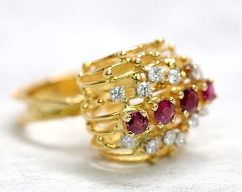 Diamond and Ruby Ring | Diamond Ring | Multistone RIng | Cocktail Ring | Antique Jewelry | Antique Jewellery | Statement Ring | Vintage Ring