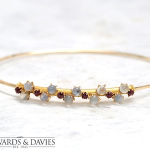 Gold Garnet Moonstone Bangle Bracelet | Moonstone Bangle | Garnet Bangle Bracelet | Antique Jewelry | Antique Jewellery | Vintage Bracelet