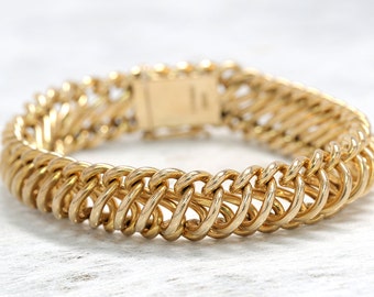 Yellow Gold Fancy Link Bracelet | Large Link Bracelet | Womans Yellow Gold Bracelet | Antique Jewelry | Antique Jewellery | Vintage Bracelet
