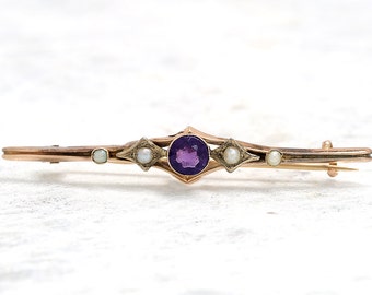 Gold Perlen Amethyst Pin Brosche | Amethyst Broschen | Amethyst Perlenkette Anstecknadel | Antiker Schmuck | Antiker Schmuck | Antike Broschen