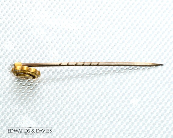 Yellow Gold Diamond Flower Stick Pin | Antique Di… - image 2