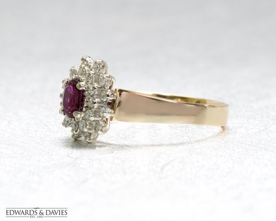 Antique Diamond Ruby Cluster Ring | Ruby Vintage … - image 2