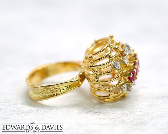 Diamond and Ruby Ring | Diamond Ring | Multistone… - image 3