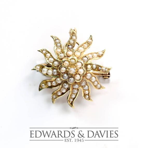 Starburst Brooch Pendant Necklace | Pearl Starburst Pendant | Starburst Brooch | Antique Jewelry | Antique Jewellery | Vintage Brooch Pin