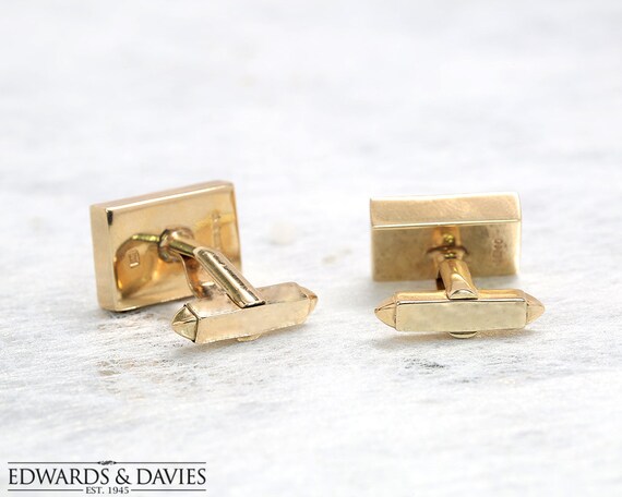 Antique Cufflinks | Rectangle Cufflinks | Yellow … - image 3