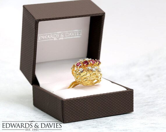 Diamond and Ruby Ring | Diamond Ring | Multistone… - image 5