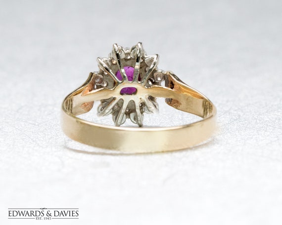 Antique Diamond Ruby Cluster Ring | Ruby Vintage … - image 3