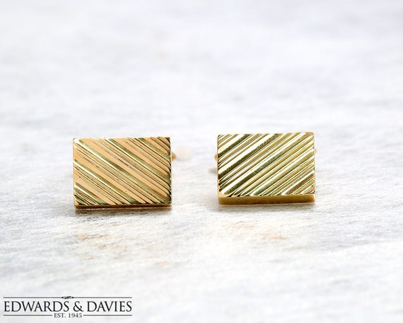 Antique Cufflinks | Rectangle Cufflinks | Yellow … - image 1