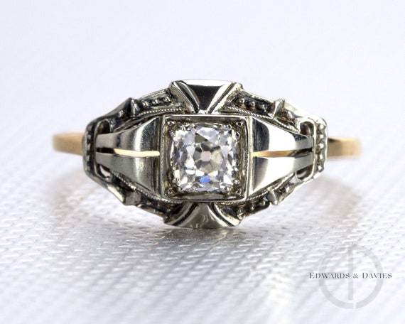 Diamond Art Deco Vintage Ring | Antique Cushion Di