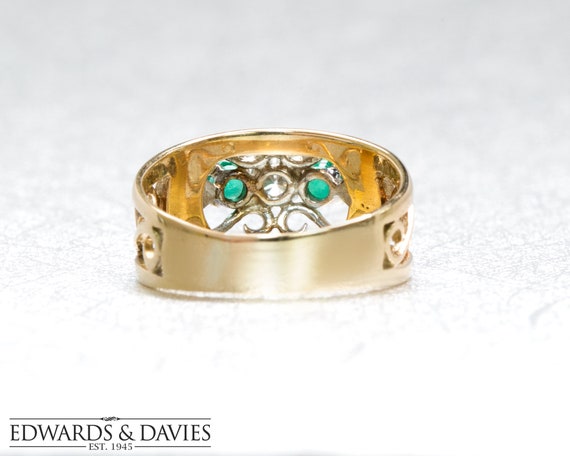 Diamond and Emerald Filigree Ring | Gold Filigree… - image 3