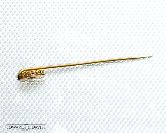 Yellow Gold Cubic Stick Pin | Vintage Cubic Lapel… - image 2