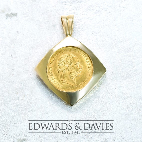 1892 Austria 10 Francs Gold Coin Pendant Necklace