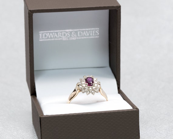 Antique Diamond Ruby Cluster Ring | Ruby Vintage … - image 4