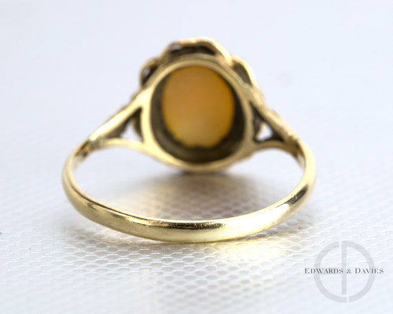 Vintage Gold Cameo Ring | Cameo Cocktail Ring | O… - image 4