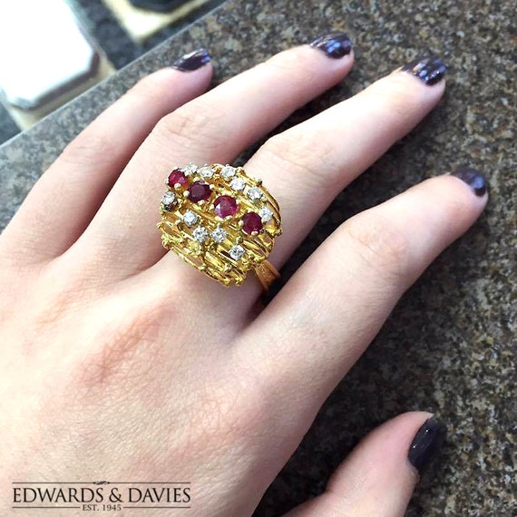 Diamond and Ruby Ring | Diamond Ring | Multistone… - image 4