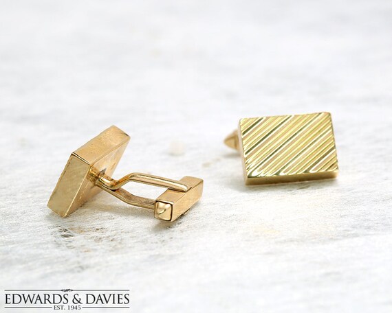Antique Cufflinks | Rectangle Cufflinks | Yellow … - image 2