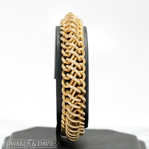 Yellow Gold Fancy Link Bracelet | Large Link Brac… - image 3